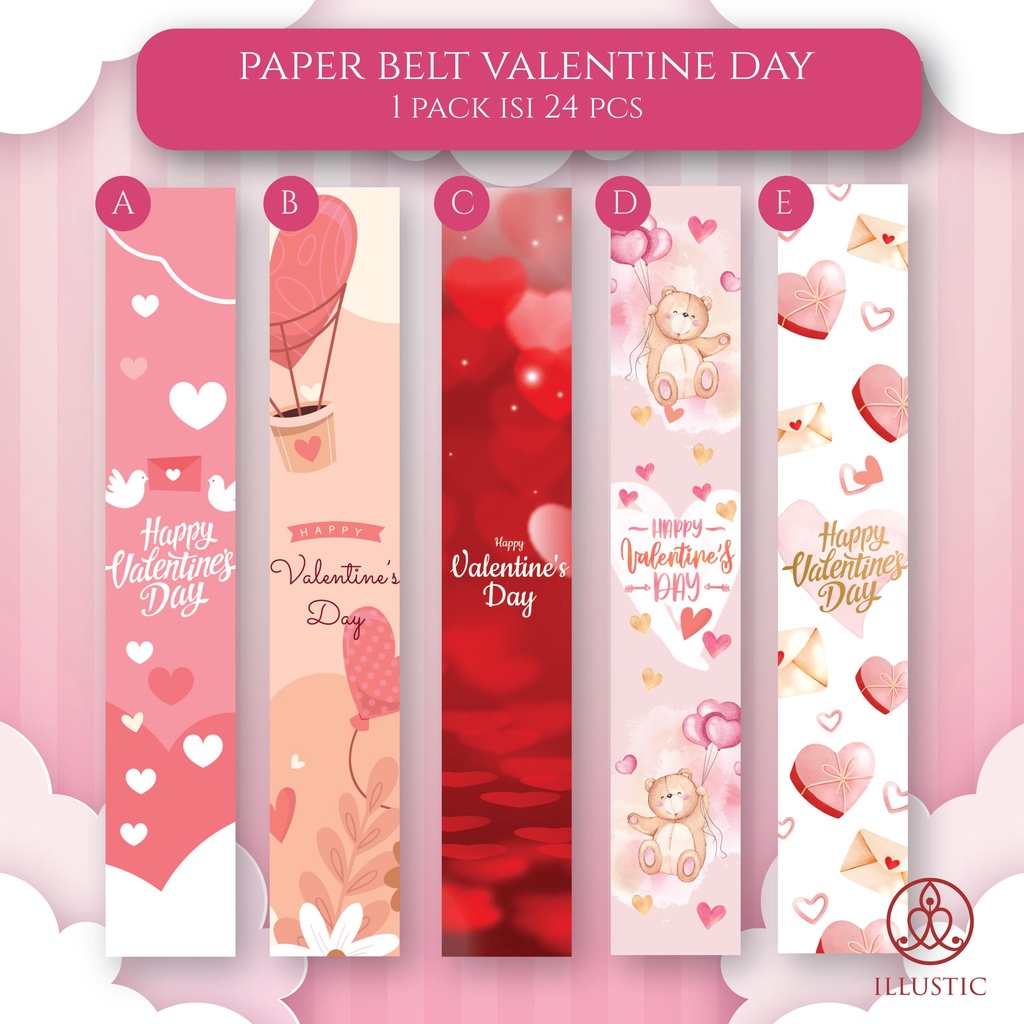 

Paper Belt Sleeve Valentine Day untuk kue dan hampers hari kasih sayang