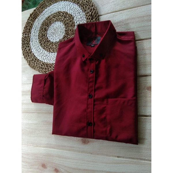 kemeja polos maron lengan panjang kemeja polos panjang pria