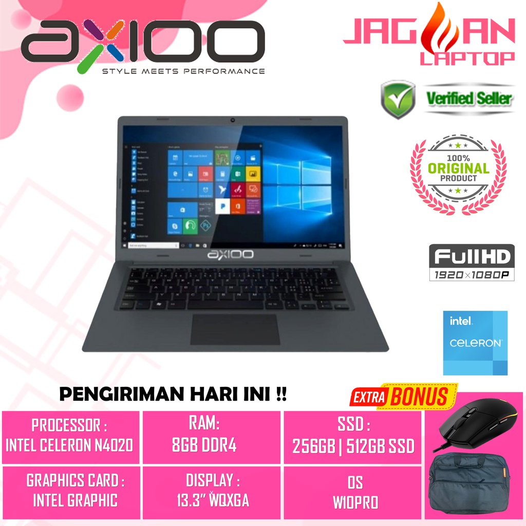 LAPTOP AXIO MYBOOK 14F INTEL N4020 8GB 512GB 13.3&quot; WQXGA IPS WIN10PRO GREY