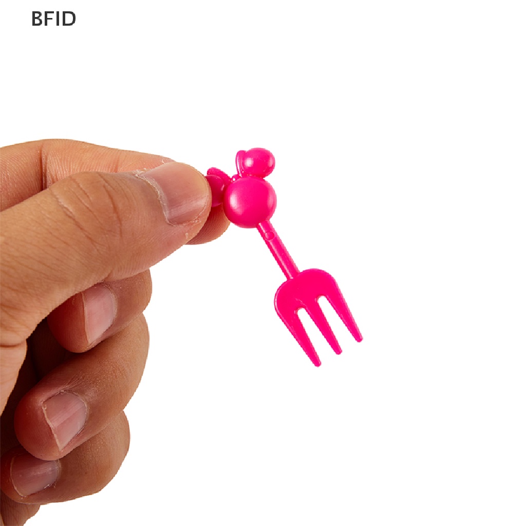 [BFID] 10pcs Mini Kartun Garpu Buah Anak Snack Kue Dessert Tusuk Gigi Bento Makan Siang Dekorasi Pesta Fruit Fork [ID]