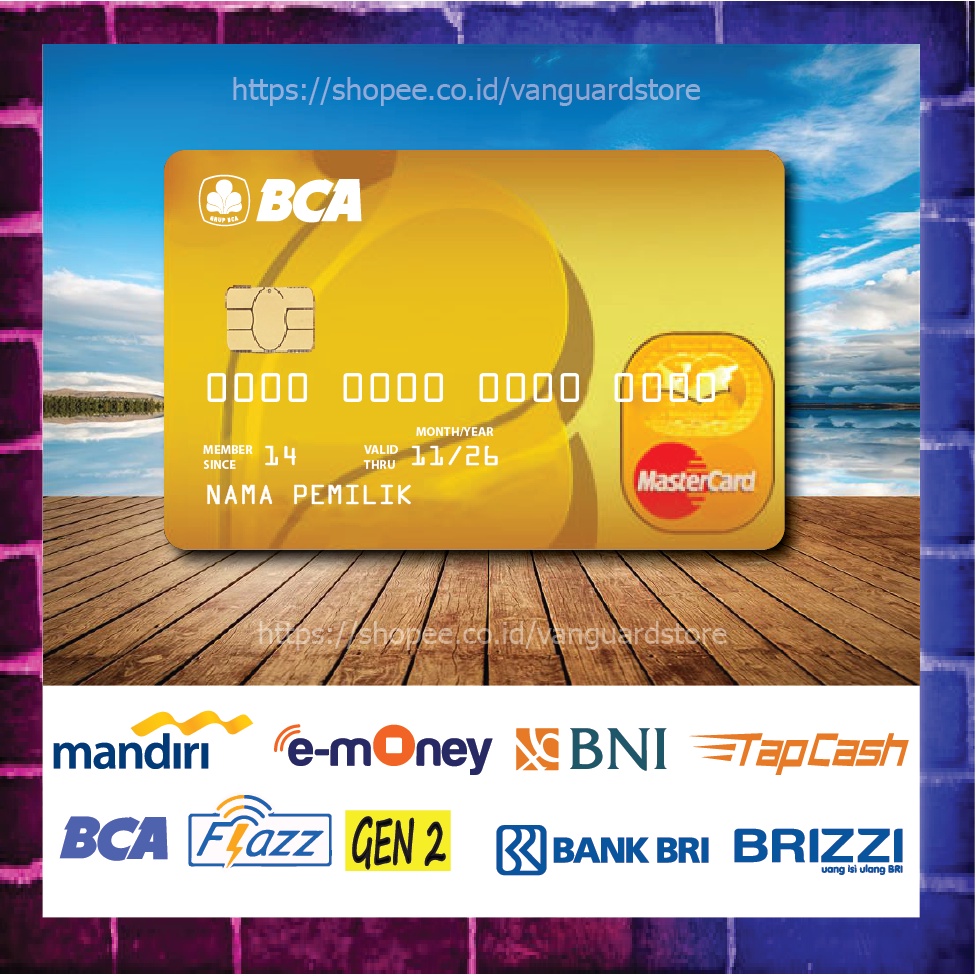 KARTU E MONEY E TOLL KARTU BCA MASTERCARD 4 DEBIT CREDIT EMONEY MANDIRI FLAZZ BCA BNI TAPCASH BRIZZI BRI - 1 SISI