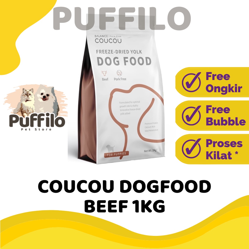 Makanan Anjing Coucou Dog Food Beef &amp; Lamb Freshpack 1Kg