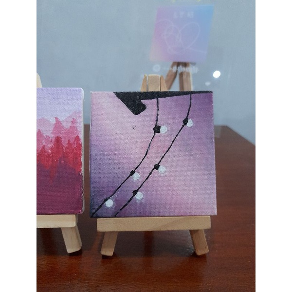 lukisan painting canvas mini pajangan aesthetic pemandagan pikachu