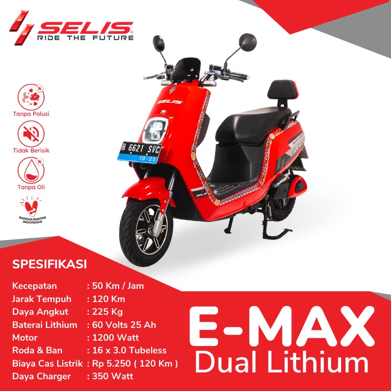 Dual Battery Lithium - Motor listrik Selis tipe EMax