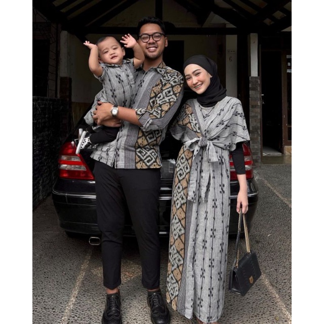 ( READY STOK ) DRES RANIA Abu Couple Tenun Lebaran Baju Kondangan