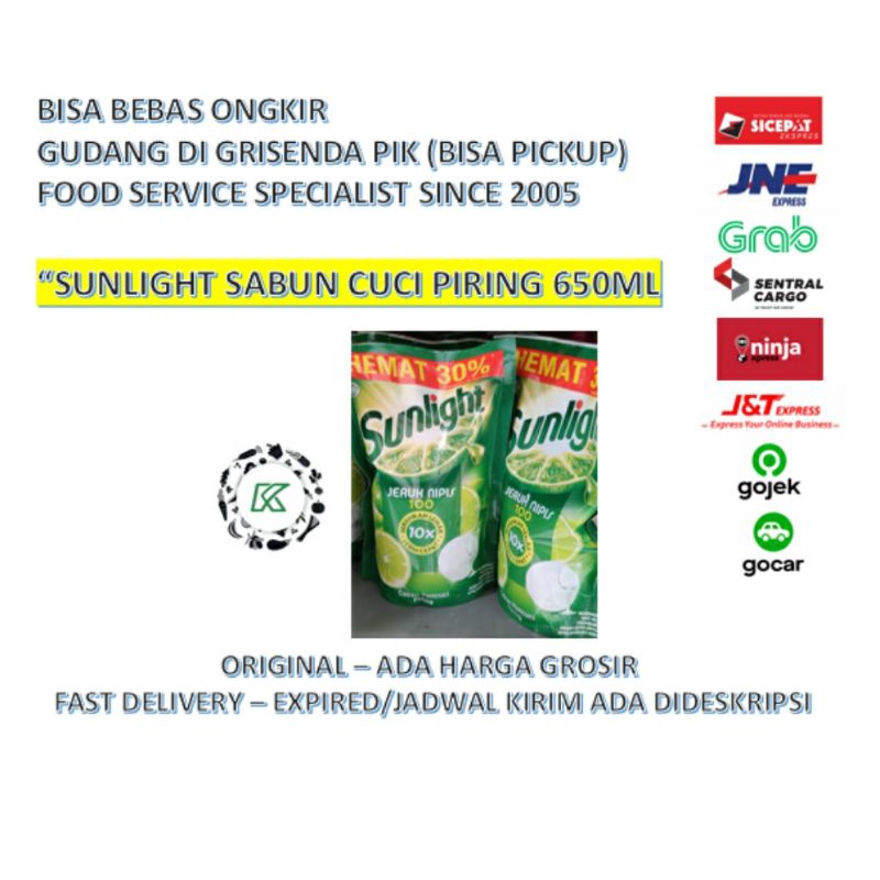 Sunlight Sabun Cuci Piring Kemasan Besar 650ml Refill Pouch READY