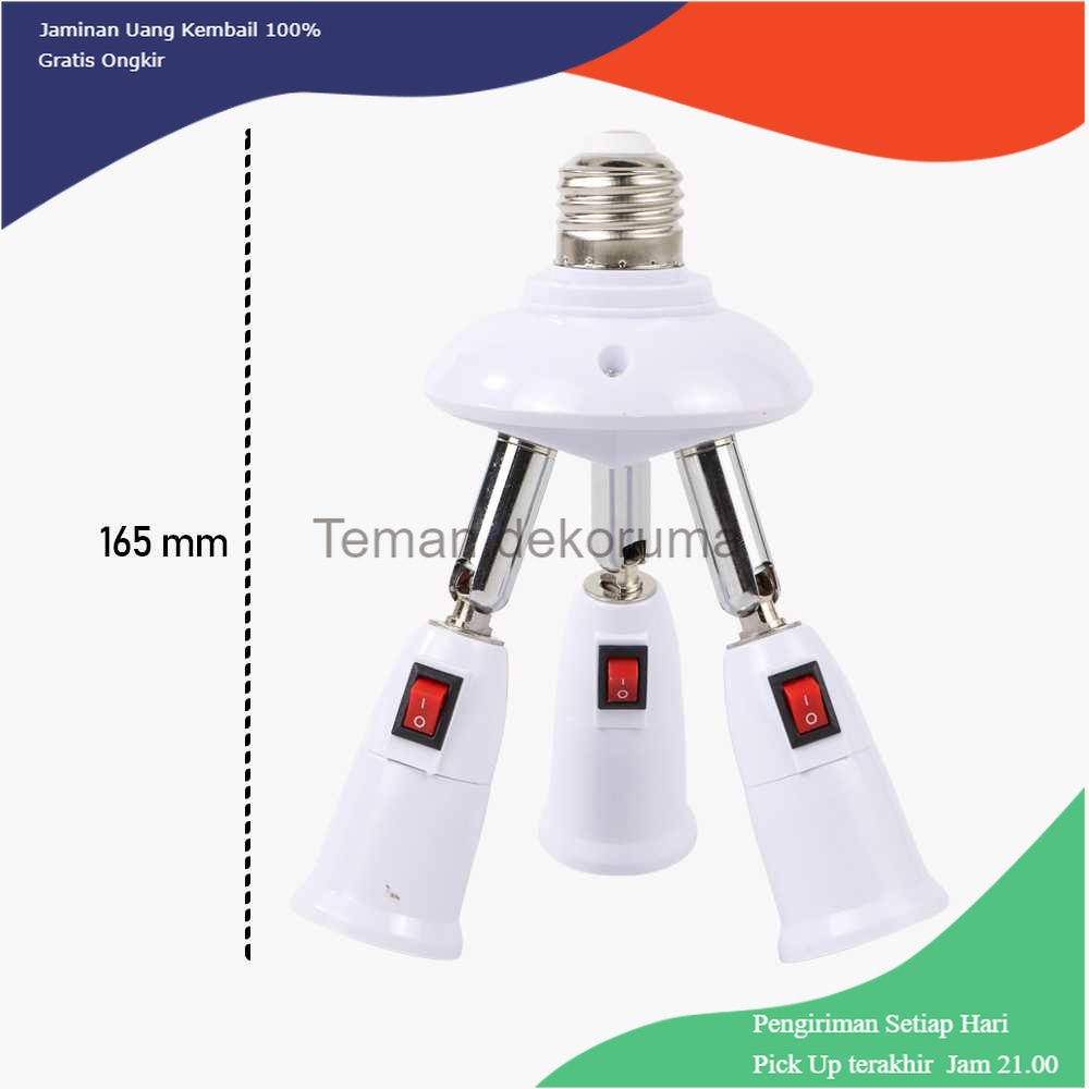 TD - LMP ASMTLED Fitting Lampu Bohlam Studio LED Cabang 3 with Switch E27 - E344