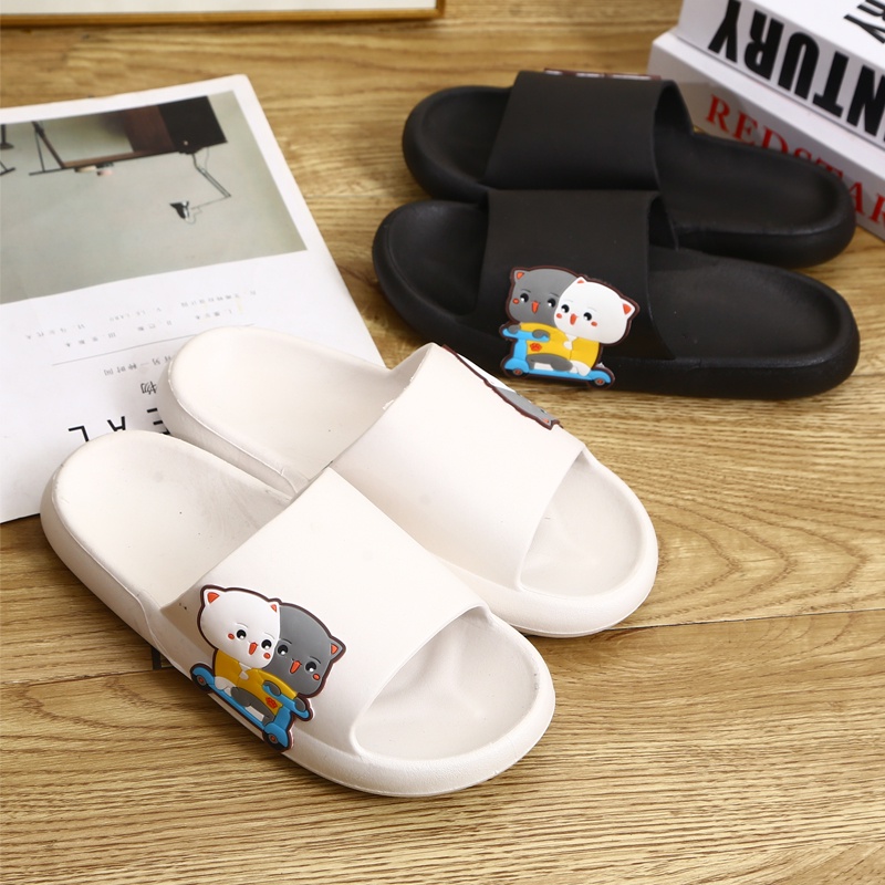 Mainland Sandal Slip On Wanita Sendal Karet Rumahan Model Kucing Lucu Sandal Comfy Kekinian HSN143