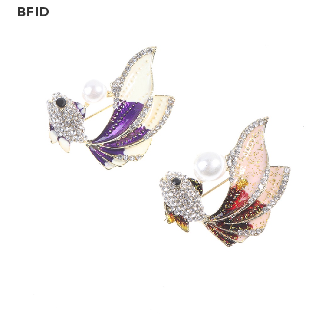 [BFID] 1pc Kristal Berlian Imitasi Ikan Mas Bros Wanita Brooch Pin Aksesoris Pakaian [ID]