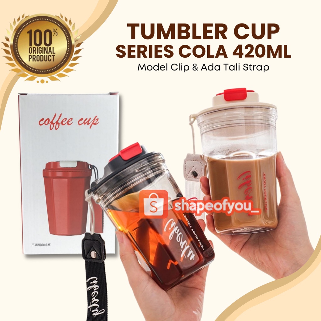 Glass Tumblr Aesthetic Gelas Minum Kaca Simple Elegan Water Bottle Cup for Coffee 420ml