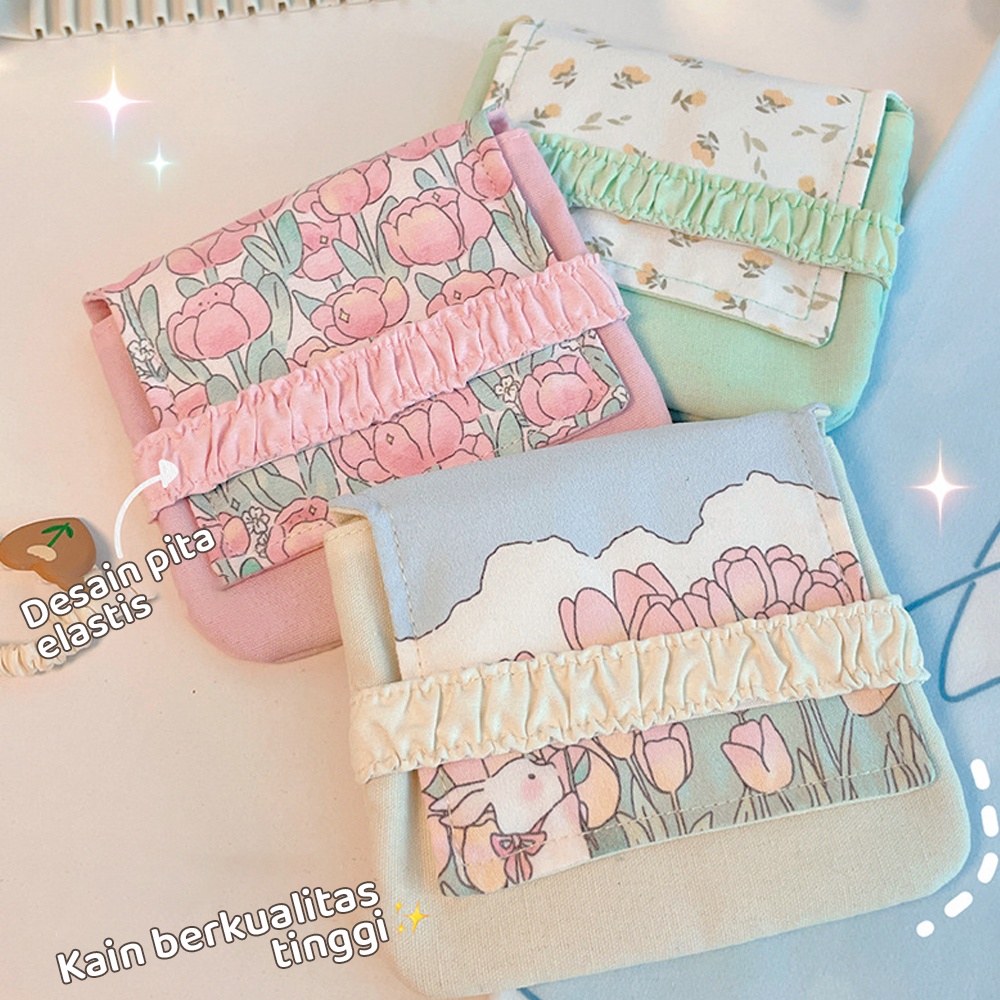 Pouch Pembalut Wanita Tas Kecil Pembalut Tissue Aesthetic Pastel Towel Bag Organizer Import