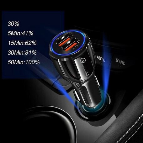 Car Charger HP di Mobil adaptor QUALCOMM quick FAST CHARGING lighter 3.0 dual usb cas 2 lubang