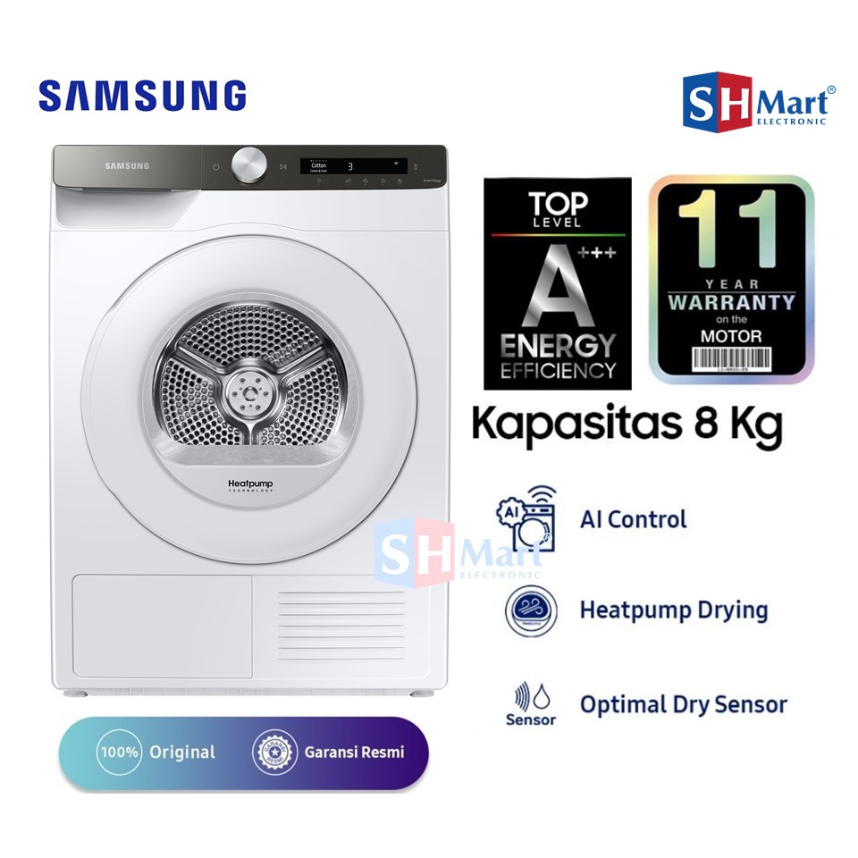 MESIN PENGERING PAKAIAN DV80T5220TT / DV80T KAPASITAS 8 KG DRYER 800 WATT GARANSI RESMI