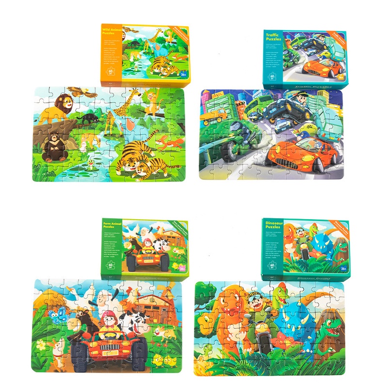 HZ Puzzle Jigsaw Kayu 60pcs Kotak Box Puzzle Wooden 60pcs Mainan Edukasi Puzzle Jigsaw Kaleng