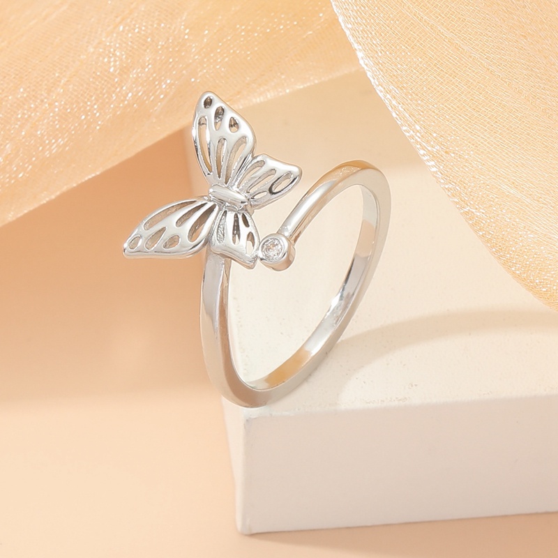 925 Sterling Silver Vintage Butterfly Adjustable Finger Rings Untuk Wanita Perhiasan Cincin Tunangan Pernikahan