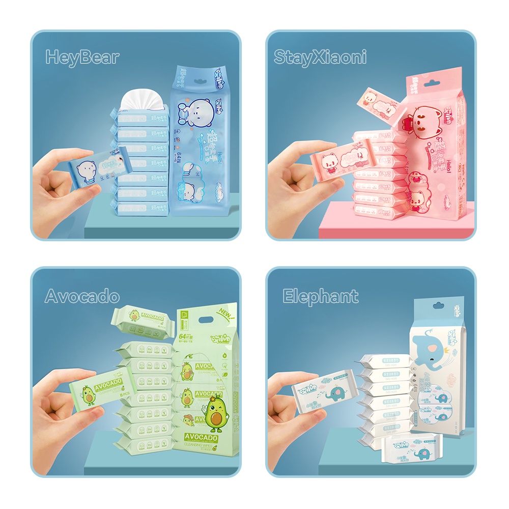Lakhu 8pcs/pack tisu basah mini / Tissue Karakter /tissue basah bayi