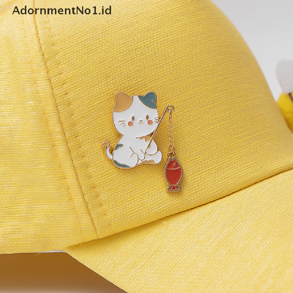 [AdornmentNo1] Kartun Kucing Bros Pin Kucing Memancing Dengan Rantai DIY Tombol Pin Logam Denim Jaket Pin Lencana Perhiasan Hadiah Untuk Anak-Anak Siswa Tas Sekolah Liontin [ID]