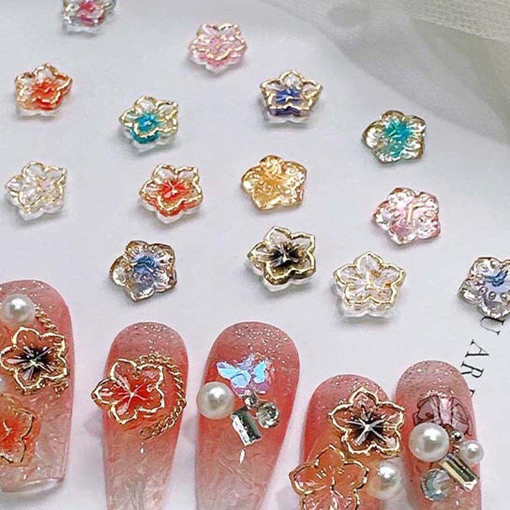 Mxbeauty Bunga Hiasan Kuku Wanita Resin Bauhinia Flowers Nail Art Perhiasan Jepang Nail Art Manicure Aksesoris