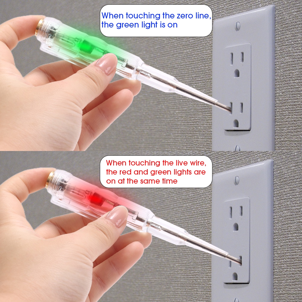 70-250v Tester Tegangan Daya Induksi Cerdas Pen Buzzer Alarm Warna Double Lamp Detector Pen Obeng Indikator Sirkuit