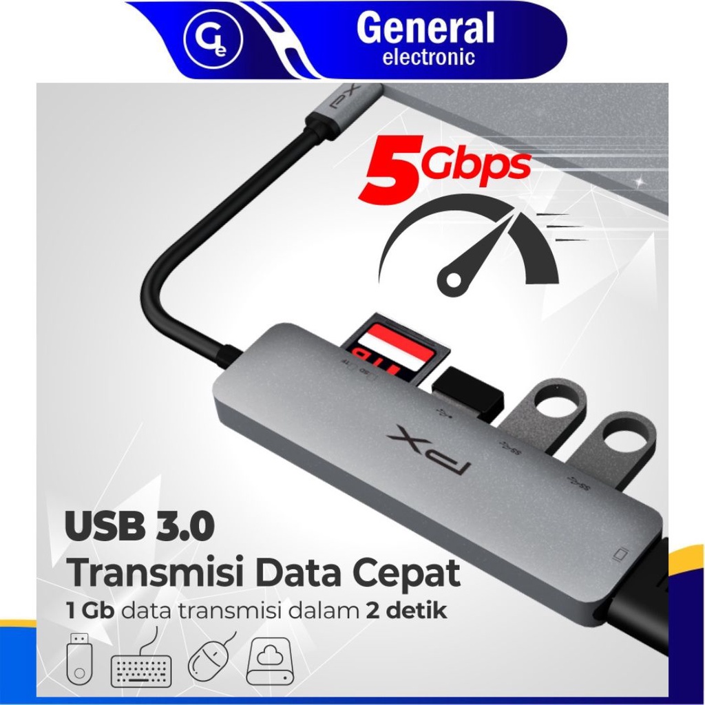 Type C 3.1 to HDMI Hub Converter USB Micro SD Card 6 in 1 PX UCH160