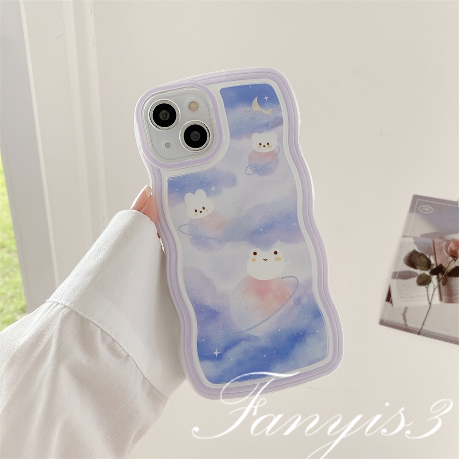 Compatible For iPhone 14 13 12 11 Pro Max X XR Xs Max 8 7 6 6s Plus SE 2020 Kompatibel Untuk Tulip Kelinci Beruang Gelombang Frame Phone Case TPU Soft Cover