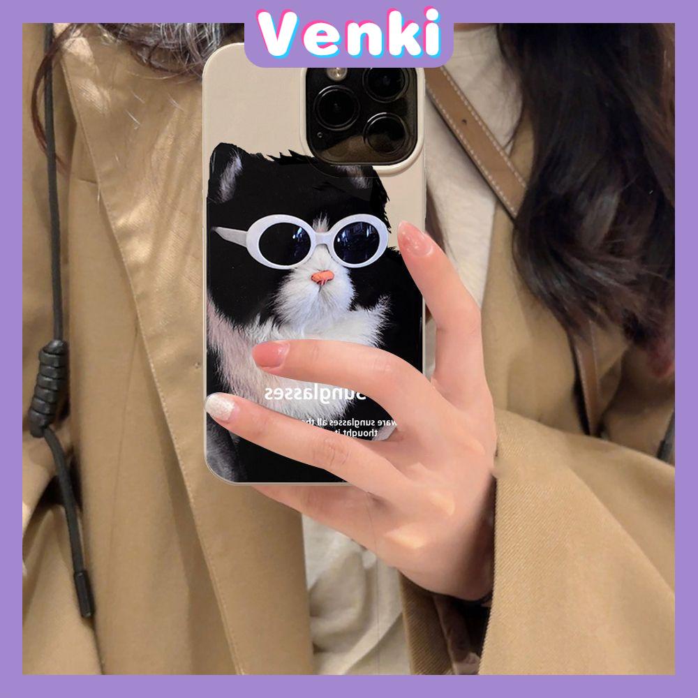 Case For iPhone 14 Pro Max Soft TPU Candy Case Cute Sunglasses Cat Glossy Khaki Back Cover Camera Protection Shockproof For iPhone 13 12 11 Pro Max 7 8 Plus X XR