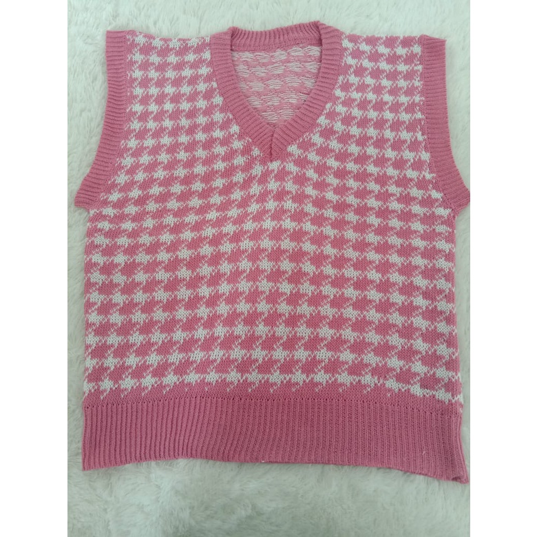 JENNIE Vest Knit / Houndstooth Vest / Jennie Vest Rajut / Knit Rompi kekinian Rompi Keren / Korean Vintage Knit