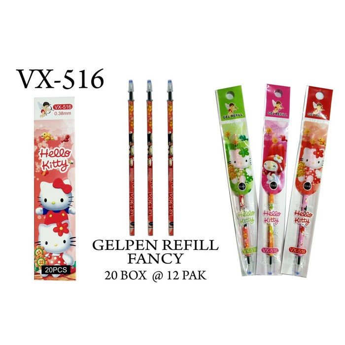 [HUSNA COLLECTION]  SATU PAK (20 PCS) REFILL GEL PEN ISI ULANG PULPEN GEL KARAKTER