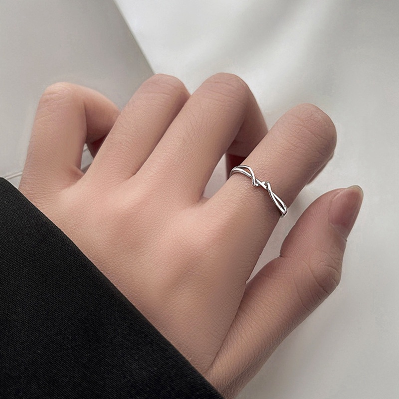 S925 Silvery Rings Fashion Garis Tumpanggul Geometris Perhiasan Untuk Wanita Pernikahan Cincin Terbuka Pasangan Hadiah Tahun Baru