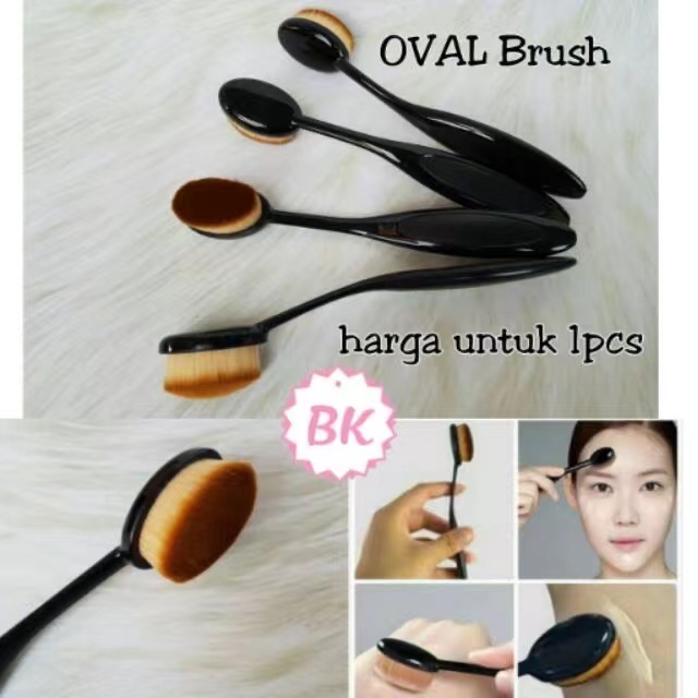 Mysterygirl - [COVER] Oval Blend Brush Foundation Kuas Make Up Blush On Portable Professional Tool Mini Travel Set Brush Powder