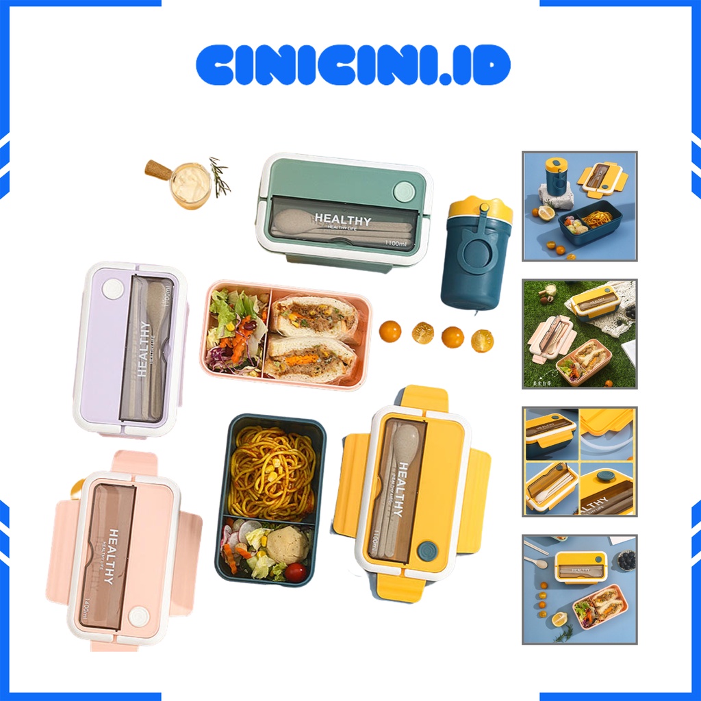 [ Cinicini ] Lunch Box Gagang Kotak Bekal Makanan Warna [ J-003 ]