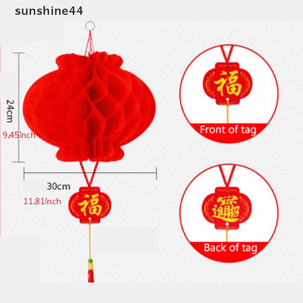 Sunshine 10PCS Lampion Kertas Merah Anti Air Untuk Dekorasi Festival Musim Semi Imlek.