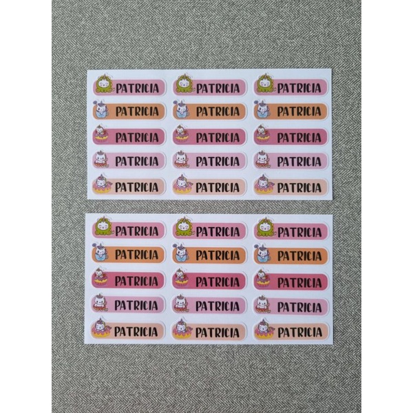 Stiker label nama UNICORN CUPCAKE anak Sticker buku anak sticker pensil kartun stiker tumble stiker anti air waterproof stiker botol minum anak