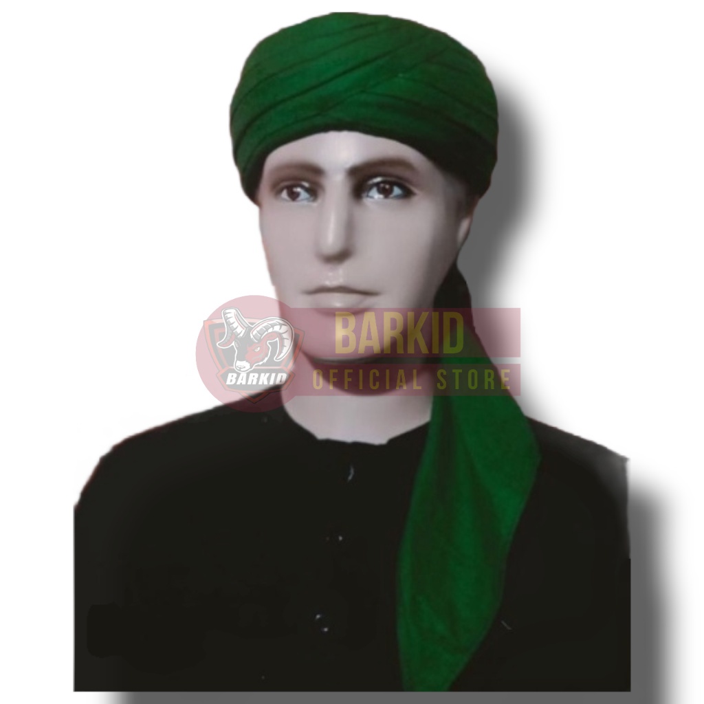 imamah praktis permanen siap pakai medium quality praktis peci habib permanen warna hijau - iket sor