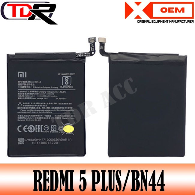 BATTERY - BATRE - BATRAI - BATERAI XIAOMI BN44 REDMI 5 PLUS/5+ - FULL CELL - DOUBLE IC - 2IC - TDR