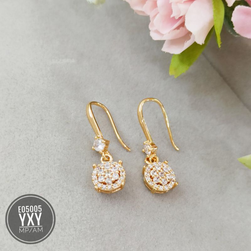 Anting yaxiya permata mewah zircon gold E05005