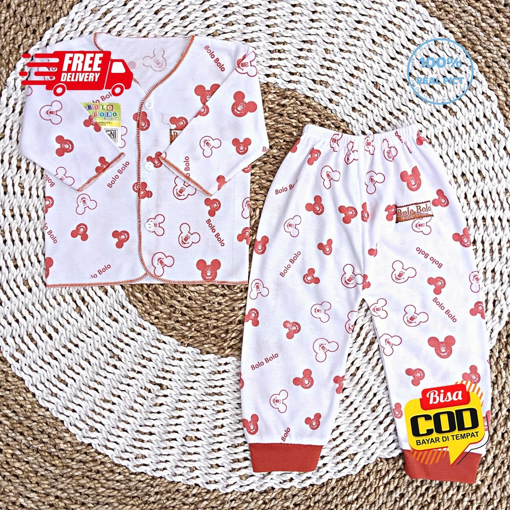 SALE 7.7 Serian Merah Bata - 3 Stel Setelan Baju Bayi Tangan Panjang Celana Panjang Bayi 0 sd 3 Bulan BRICK RED SERIES merk SNI Bolo - Bolo