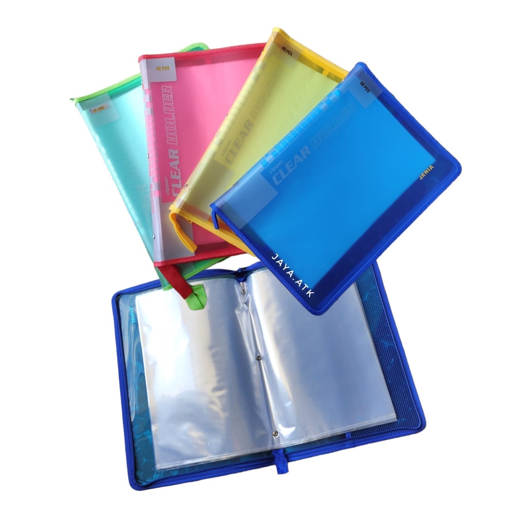 

MAP DOKUMEN CLEAR HOLDER SLETING FOLIO 40 LEMBAR DISPLAY BOOK ZIPPER RESLETING WARNA JENIA
