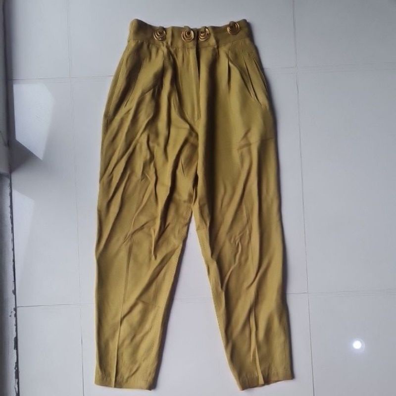 Celana panjang wanita merk PAULINE'S size L olive green preloved