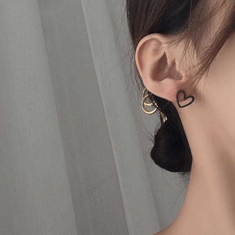 Tren Asimetris Anting Hati Berongga Untuk Wanita Gadis Cantik Lucu Perhiasan Pesta Korea Kuning Biru Manis Anting Pejantan