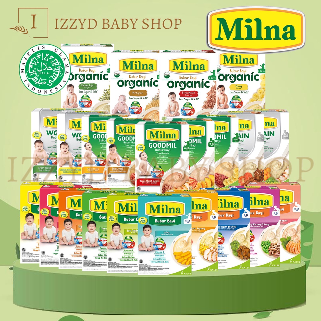 Milna bubur reguler tim, wgain, goodmil 6+ 8+ 9+ 12+ mpasi bayi bubur organik organic