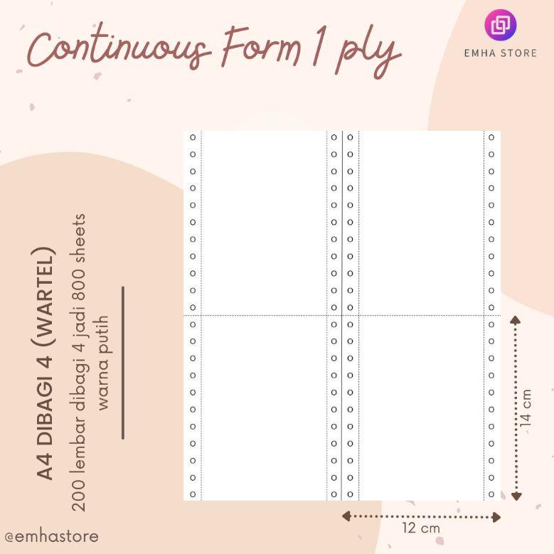 

Kertas Continuous Form Struk PPOB PLN A4 Dibagi 4 Wartel 1 Ply 200 Lembar 79