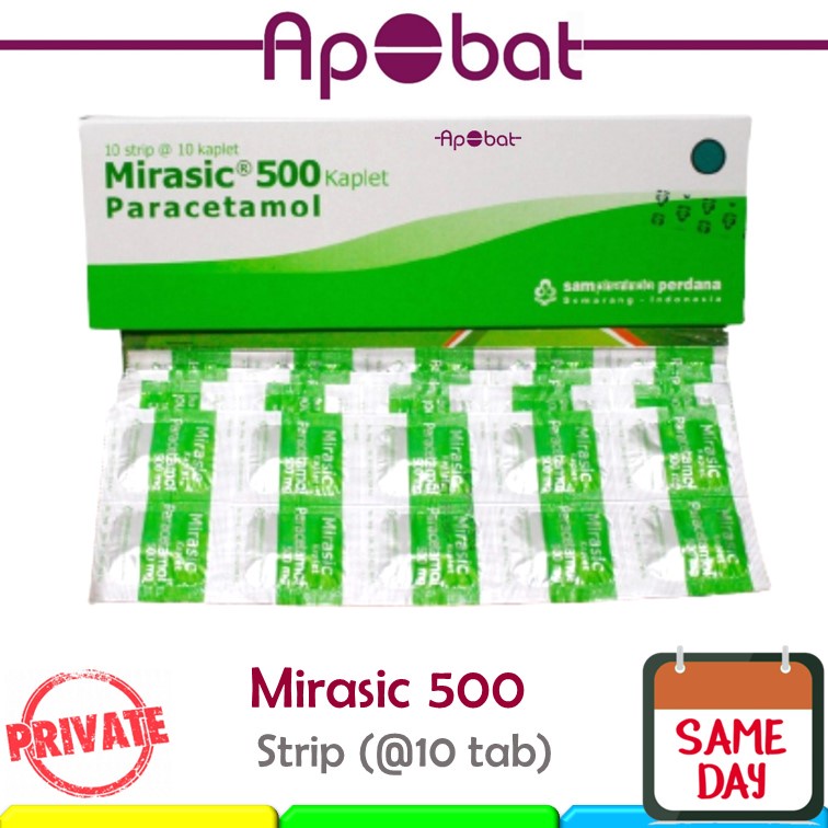 - ApObat - Mirasic 500mg STRIP Obat Pusing Nyeri Demam Sakit Kepala Sakit Gigi Paracetamol Parasetam