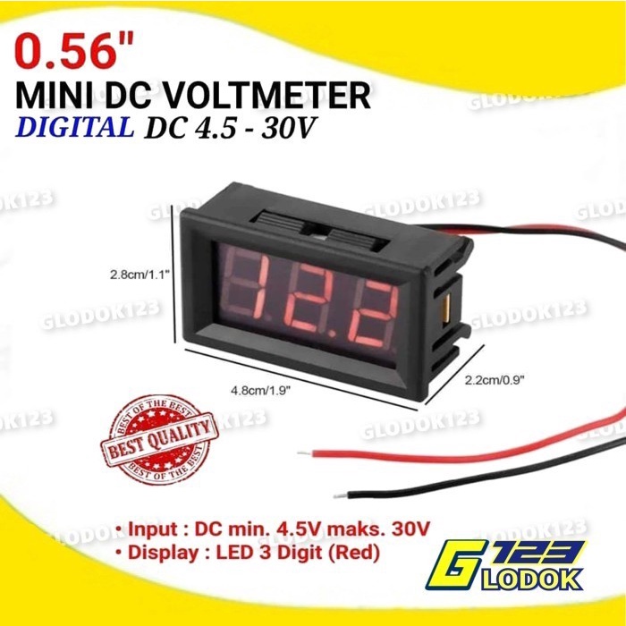 DC Voltmeter 0.56 Inch 4.5 - 30V Mini Digital Volt Meter 2 Kabel