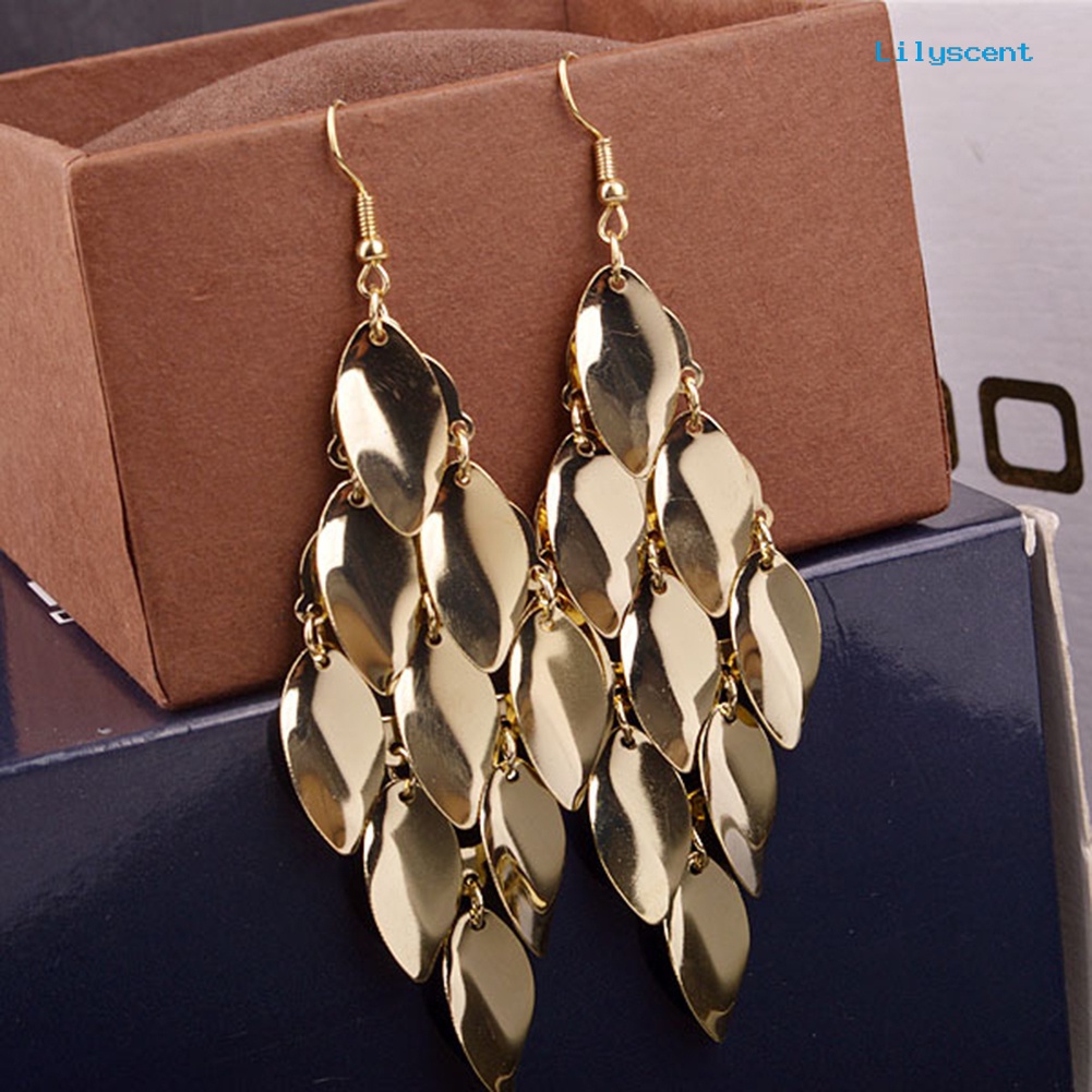 [LS] Fashion Wanita Tetesan Air Disk Pesona Panjang Menjuntai Eardrop Anting Perhiasan Hadiah