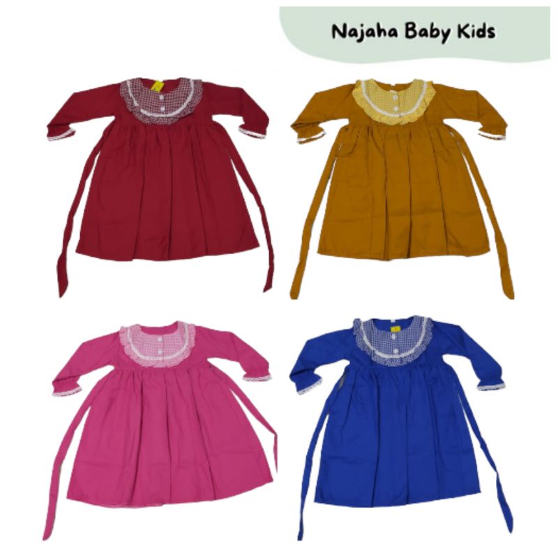 Gamis Tanpa Jilbab Anak katun Polos Umur 1 2 3 4 5 6 tahun Branded adem Murah Lucu