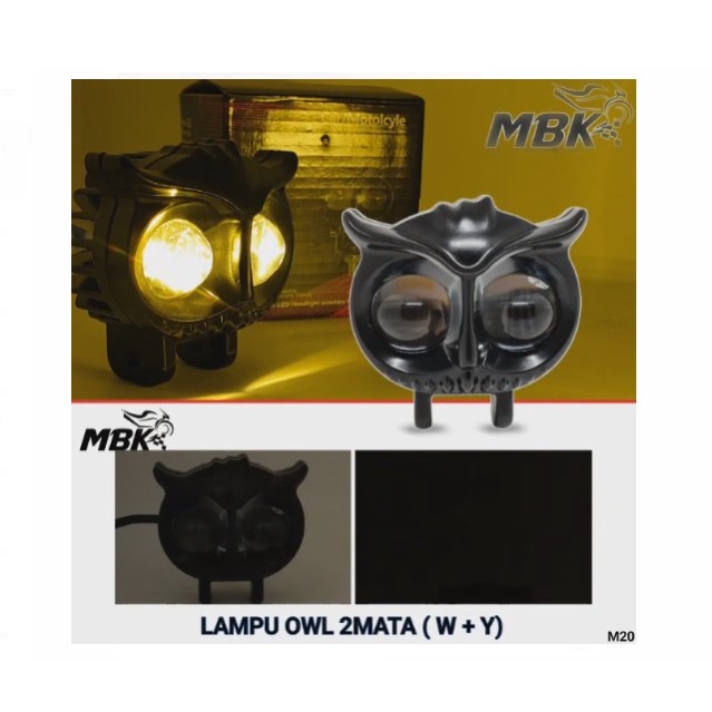 LAMPU TEMBAK LASER OWL mbk LED m20  2 WARNA HIGH LOW / LAMPU TEMBAK SOROT BURUNG HANTU universal motor