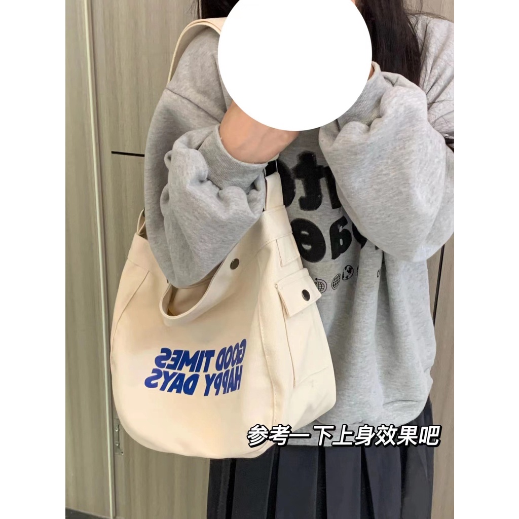 Happy Days Sling bag Tas Selempang Canvas Wanita Casual Trendy Slingbag Cewek OOTD Fashion Wanita Kuliah Korean Style Lucu Emory wanita Keren Kekinan Outfit Korea Lucu Style Chikoisme