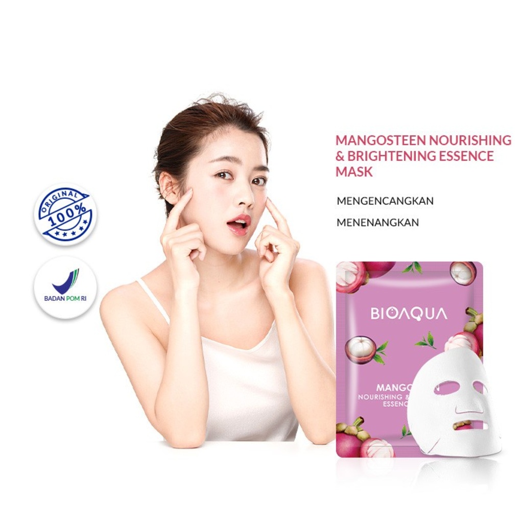 BIOAQUA Sheet Mask Mangosteen Brightening Moisturizing Antioxidant &amp; Anti Aging Skin Care Masker Wajah Sachet 100% Original