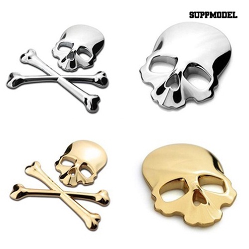 [SM] 3d Tengkorak Skeleton Crossbones Mobil Motor Logam Emblem Badge Sticker Decal